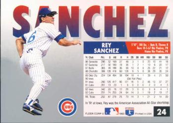 1993 Fleer #24 Rey Sanchez Back