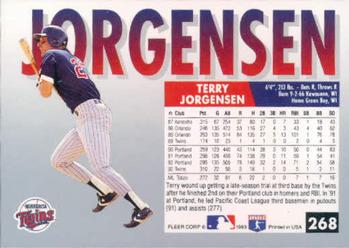 1993 Fleer #268 Terry Jorgensen Back