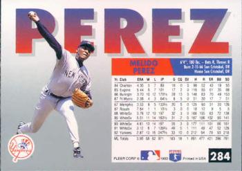 1993 Fleer #284 Melido Perez Back