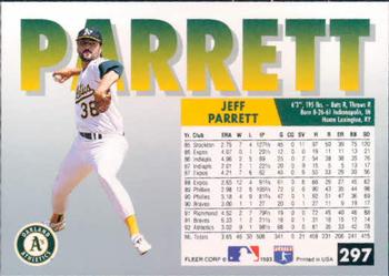 1993 Fleer #297 Jeff Parrett Back