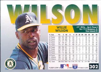 1993 Fleer #302 Willie Wilson Back