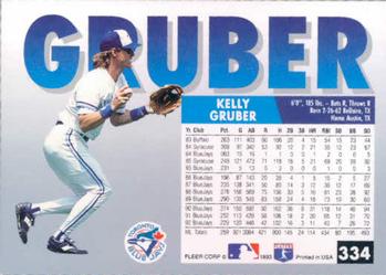 1993 Fleer #334 Kelly Gruber Back