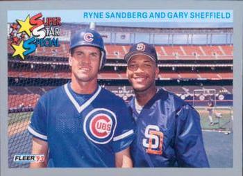 1993 Fleer #356 Triple Threats (Ryne Sandberg / Gary Sheffield) Front