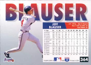 1993 Fleer #364 Jeff Blauser Back