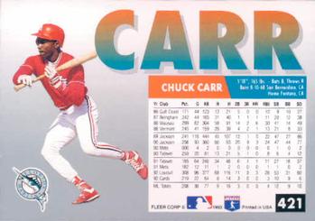 1993 Fleer #421 Chuck Carr Back
