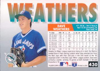 1993 Fleer #430 Dave Weathers Back