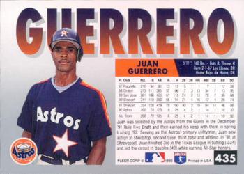 1993 Fleer #435 Juan Guerrero Back