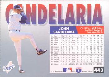 1993 Fleer #443 John Candelaria Back