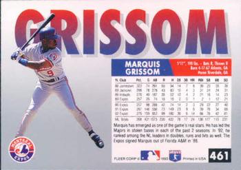 1993 Fleer #461 Marquis Grissom Back
