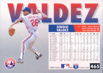 1993 Fleer #465 Sergio Valdez Back