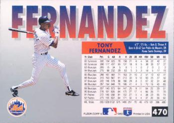 1993 Fleer #470 Tony Fernandez Back