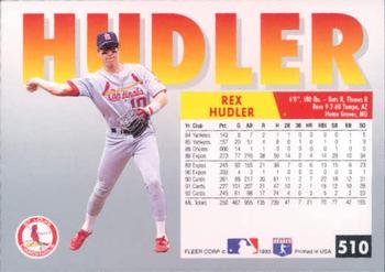 1993 Fleer #510 Rex Hudler Back