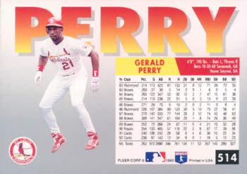 1993 Fleer #514 Gerald Perry Back