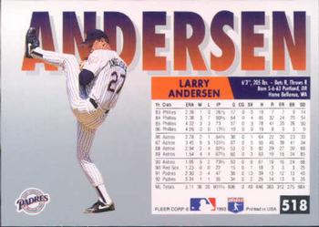 1993 Fleer #518 Larry Andersen Back