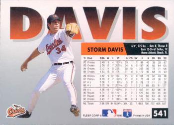 1993 Fleer #541 Storm Davis Back