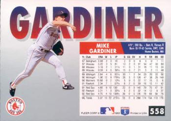 1993 Fleer #558 Mike Gardiner Back