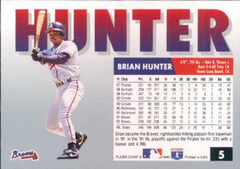 1993 Fleer #5 Brian Hunter Back