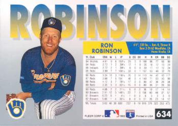 1993 Fleer #634 Ron Robinson Back
