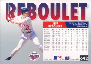 1993 Fleer #642 Jeff Reboulet Back