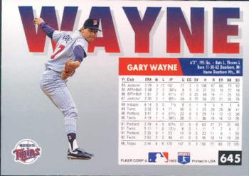 1993 Fleer #645 Gary Wayne Back