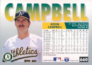 1993 Fleer #660 Kevin Campbell Back