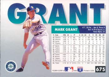 1993 Fleer #675 Mark Grant Back