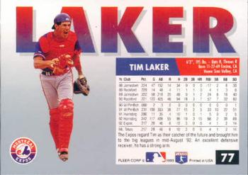 1993 Fleer #77 Tim Laker Back