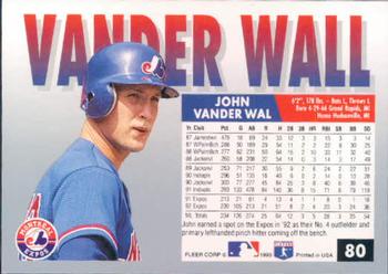 1993 Fleer #80 John Vander Wal Back