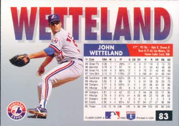 1993 Fleer #83 John Wetteland Back