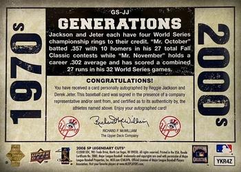 2008 SP Legendary Cuts - Generations Dual Autographs #GS-JJ Derek Jeter / Reggie Jackson Back