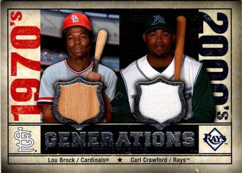 2008 SP Legendary Cuts - Generations Dual Memorabilia #GEN-BC Lou Brock / Carl Crawford Front