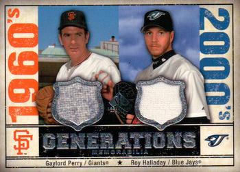 2008 SP Legendary Cuts - Generations Dual Memorabilia #GEN-PH Gaylord Perry / Roy Halladay Front