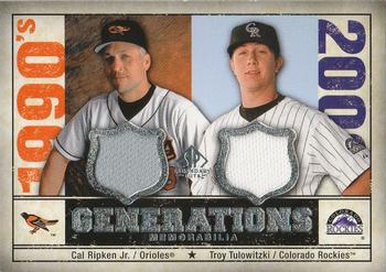 2008 SP Legendary Cuts - Generations Dual Memorabilia #GEN-RT Cal Ripken / Troy Tulowitzki Front