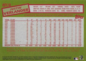2020 Topps - 1985 Topps Baseball 35th Anniversary Chrome Silver Pack (Series Two) #85TC-18 Justin Verlander Back