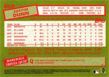 2020 Topps - 1985 Topps Baseball 35th Anniversary Chrome Silver Pack (Series Two) #85TC-39 Justin Dunn Back