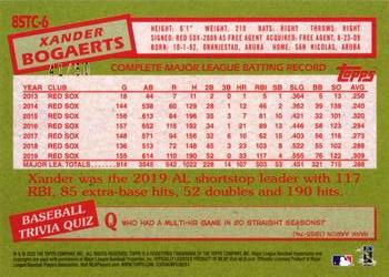 2020 Topps - 1985 Topps Baseball 35th Anniversary Chrome Silver Pack Gold Refractor (Series Two) #85TC-6 Xander Bogaerts Back