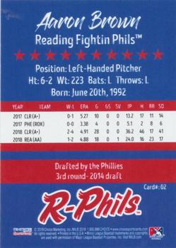 2019 Choice Reading Fightin Phils #2 Aaron Brown Back