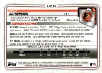 2020 Bowman Sapphire #BCP-50 Adley Rutschman Back