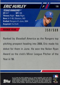 2008 Stadium Club - First Day Issue Hobby #106 Eric Hurley Back