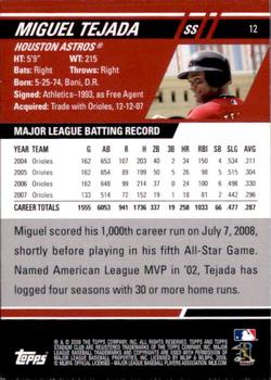2008 Stadium Club - First Day Issue Retail #12 Miguel Tejada Back