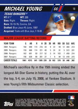 2008 Stadium Club - First Day Issue Retail #18 Michael Young Back