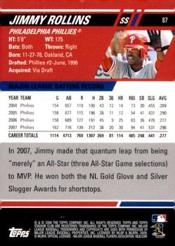 2008 Stadium Club - First Day Issue Retail #87 Jimmy Rollins Back