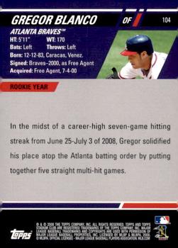 2008 Stadium Club - First Day Issue Retail #104 Gregor Blanco Back