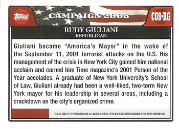 2008 Topps - Campaign 2008 Gold #C08-RG Rudy Giuliani Back