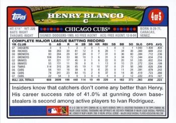 2008 Topps - Chicago Cubs #4 Henry Blanco Back