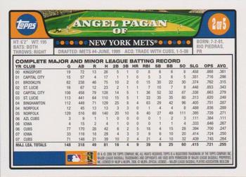 2008 Topps - New York Mets #2 Angel Pagan Back