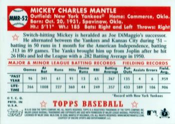 2008 Topps - Mickey Mantle Reprints Blue #MMR-52 Mickey Mantle Back