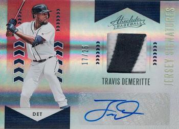 2020 Panini Absolute - Absolute Jersey Signatures Spectrum Red #AJS-TD Travis Demeritte Front