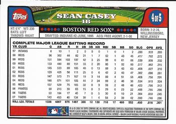 2008 Topps - Boston Red Sox #4 Sean Casey Back