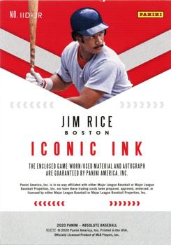 2020 Panini Absolute - Iconic Ink Dual Materials #IID-JR Jim Rice Back